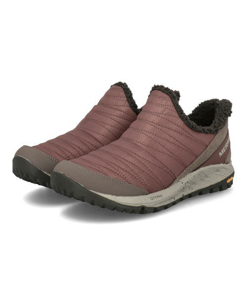 【クーポン配布中】MERRELL メレル ANTORA SNEAKER MOC 軽量 滑りにくい 積寒地対応 レディーススニーカー スリッポン ウィンターシューズ アントラスニーカーモック J067048 EC マロン レインシューズ タウンユース キャンプ ローカット 雨 雪