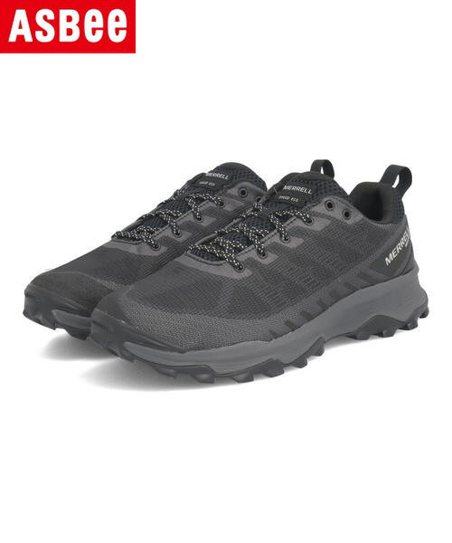 MERRELL メレル SPEED ECO WATERPROOF 防水透湿 メンズスニーカー ハイキング アウトドア スピードエコウォータープルーフ J036997 ブラック/アスファルト レインシューズ タウンユース ローカット 防水・耐水シューズ