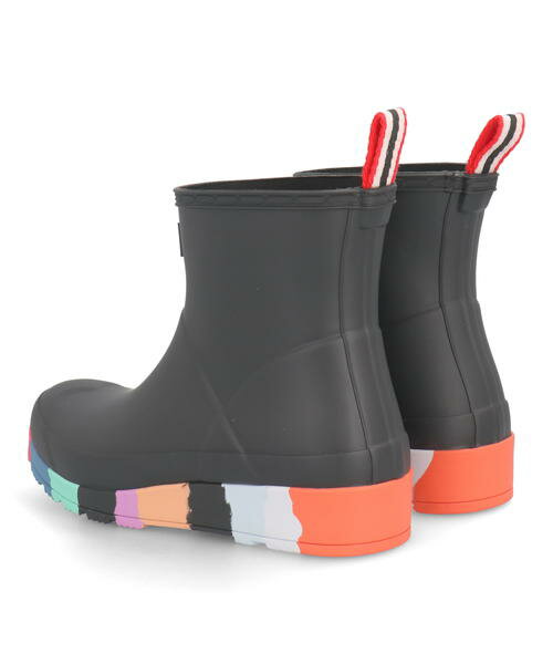 HUNTER ハンター W PLAY SHORT STRIPE SOLE BOOTS レディースレインブーツ【完全防水】(ウィメンズプレイショートストライプソールブーツ) WFS1008RMA BMS ブラック/マルチソール