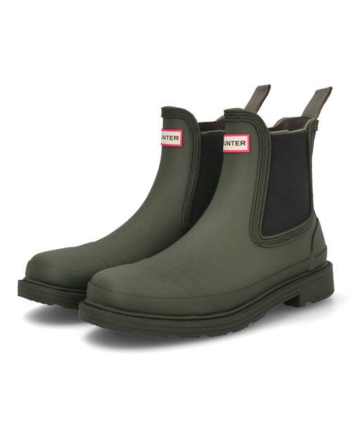 ハンター 【クーポン配布中】HUNTER ハンター W COMMANDO CHELSEA BOOT 完全防水 レディースレインブーツ サイドゴア Wコマンドチェルシーブーツ WFS1018RMA EC ダークオリーブ レディース シューズ 靴 レインシューズ レインブーツ ブーツ 雨 雪 防水