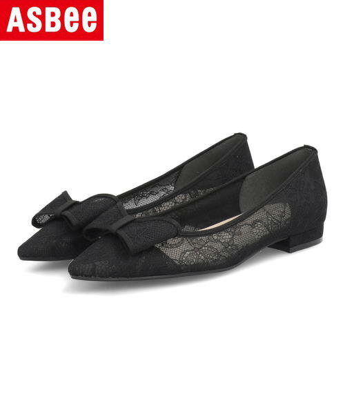 【クーポン配布中】METAL ROUGE メタルルージュ レディース レースリボンフラットパンプス 1131 ブラック シューズ 靴 パンプス ローヒール ブラ...