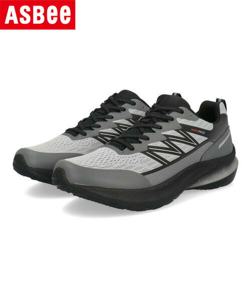 【クーポン配布中】ATHREAM アスリーム メンズ 透湿防水ランニングシューズ 幅広3E 軽量 高反発クッション 滑りにくい スニーカー 675200 グレー シューズ 靴 ランニングシューズ レインシューズ ローカット 防水・耐水シューズ ASBee アスビー