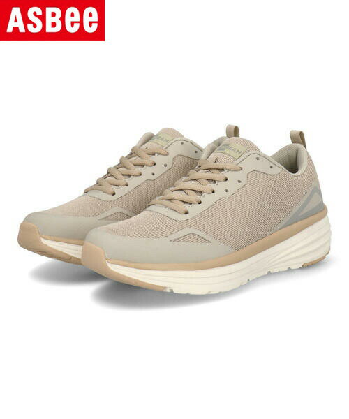 【クーポン配布中】ATHREAM アスリーム レディース 軽量ニットウォーキングシューズ 幅広4E 撥水 エア入りクッション スニーカー 872304 ベージュ シューズ 靴 ウォーキングシューズ ウォーキング 運動靴 ローカット ラッピング ASBee アスビーのサムネイル