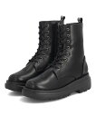 【クーポン配布中】MADFOOT! マッドフット キッズ 厚底レースアップミドルブーツ 高反発クッション 240016 ブラック シューズ 靴 ブーツ ガールズ...