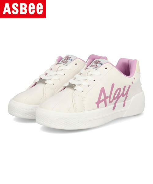 【クーポン配布中】ALGY アルジー キッズ 厚底ビッグロゴスニーカー 軽量 5322 ホワイト パープル シューズ 靴 スニーカー ガールズ ブランド ギフト プレゼント ラッピング ASBee アスビーのサムネイル