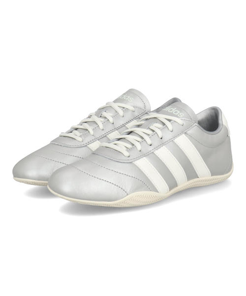 adidas アディダス GRAND COURT LO W【軽量】レディーススニーカー 薄底(グランドコートローW) JQ7243 シルバーメタリック/オフホワイト/フットウェアホワイト