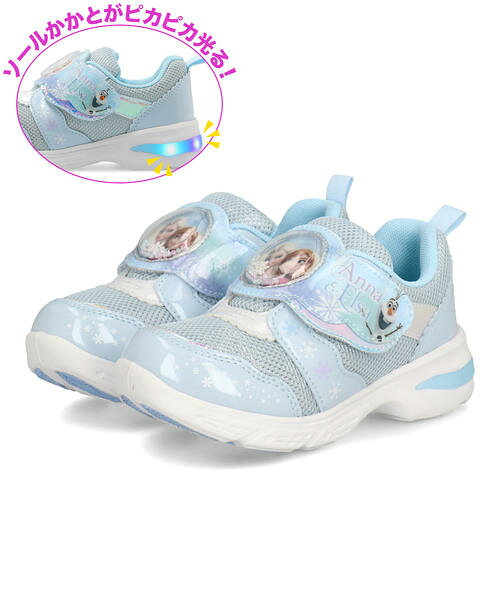 Disney ディズニー アナと雪の女王 キッズ ライトアップシューズ 子供靴 ワンベルト スニーカー DN C1377LE サックス