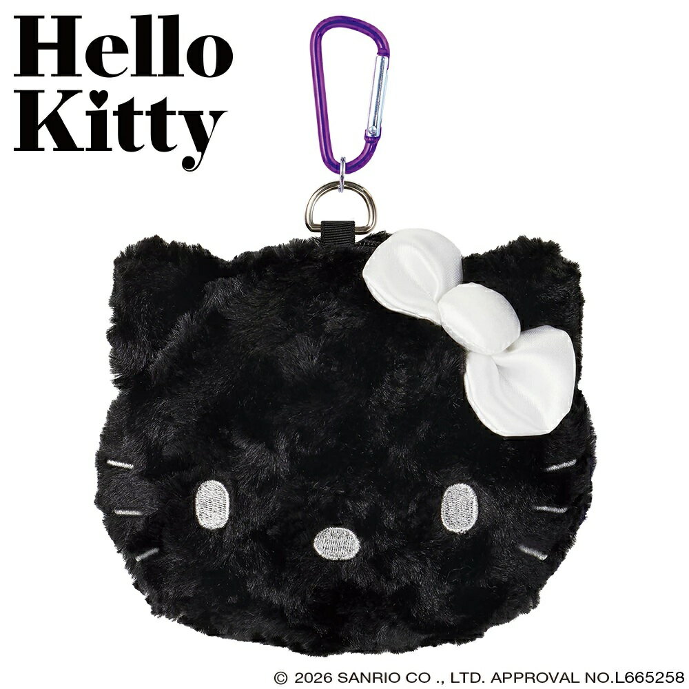 乐天商城 - ハローキティ（ブラック） アクセサリーポーチ ゴルフ ボールケース 用品 黒キティ　おしゃれ かわいい キャラクター 公式グッズ サンリオ ライセンス商品