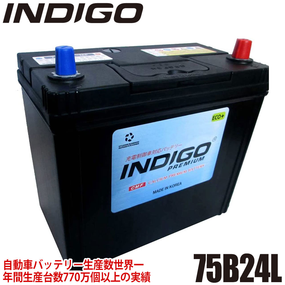 INDIGO インディゴ プレミアムカーバッテリー TOYOTA トヨタ ラクティス DBA-NSP122 H22/11～H26/5 充電制御車 車いす仕様車 75B24L