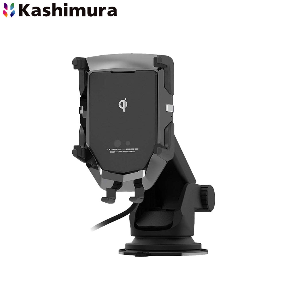 Kashimura カシムラ スマホホルダー 自動開閉ホルダー Qi認証品 4アーム 手帳対応 吸盤取り付け KW-36