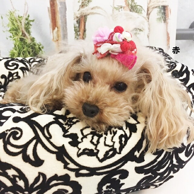 お正月クリップ　アッシュブロンドオリジナル　犬　着物　犬　和リボン　犬　リボン