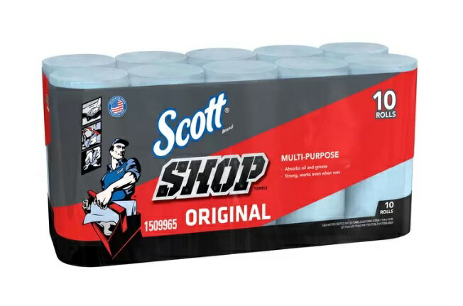 スコット カー ショップタオル 10ロール　Scott CAR SHOP TOWELS 　ブルーロール 55枚 10ロールセット　(並行輸入品) 703510　車用/カー用品/使い捨てタオル/