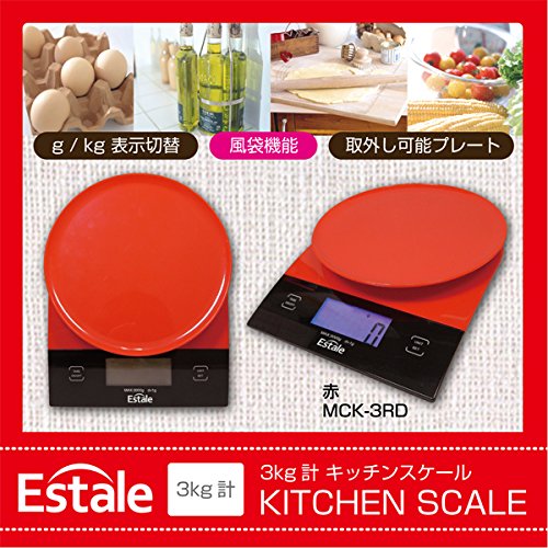 Estale KITCHEN SCALE キッチンスケール 3kg計 レッドxブラック　計量　秤　キッチン用品　調理器具　お菓子作り　料理