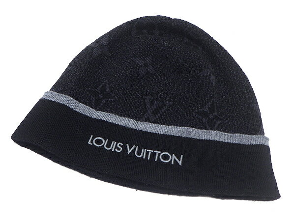 Rakuten - LOUIS VUITTON ルイ・ヴィトンビーニー マイ・モノグラム・エクリプス M73469ニット帽 ウール100％ ブラック(黒)系【中古】【送料無料】【質屋出品】