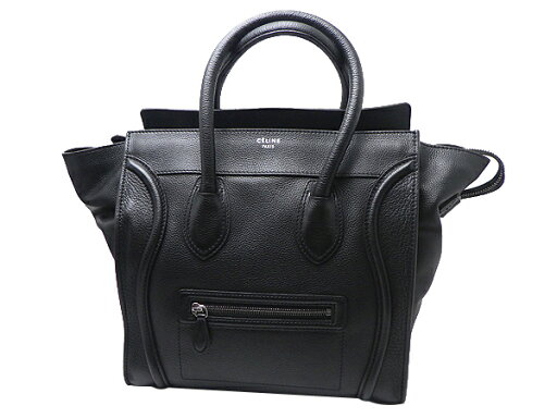 CELINE セリーヌラゲージ ミニ トートバッグレザー ブラック(黒) 保存袋付き【中古】【送料無料】【質屋出品】 CELINE セリーヌラゲージ ミニ トートバッグレザー ブラック(黒) 保存袋付き【中古】【送料無料】【質屋出品】