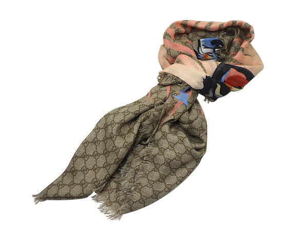 樂天商城 - GUCCI グッチ大判スカーフ ストールアングリーキャット レーヨン・シルク【中古】【送料無料】【質屋出品】