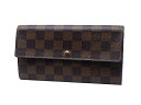 LOUIS VUITTON ルイ ヴィトンポルトフォイユ サラ N61734ファスナー付長財布 ダミエライン【中古】【送料無料】【質屋出品】