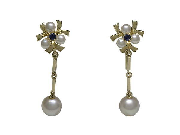 樂天商城 - MIKIMOTO ミキモトイヤリングK14(ゴールド) パール サファイア【中古】仕上げ済み【送料無料】【質屋出品】