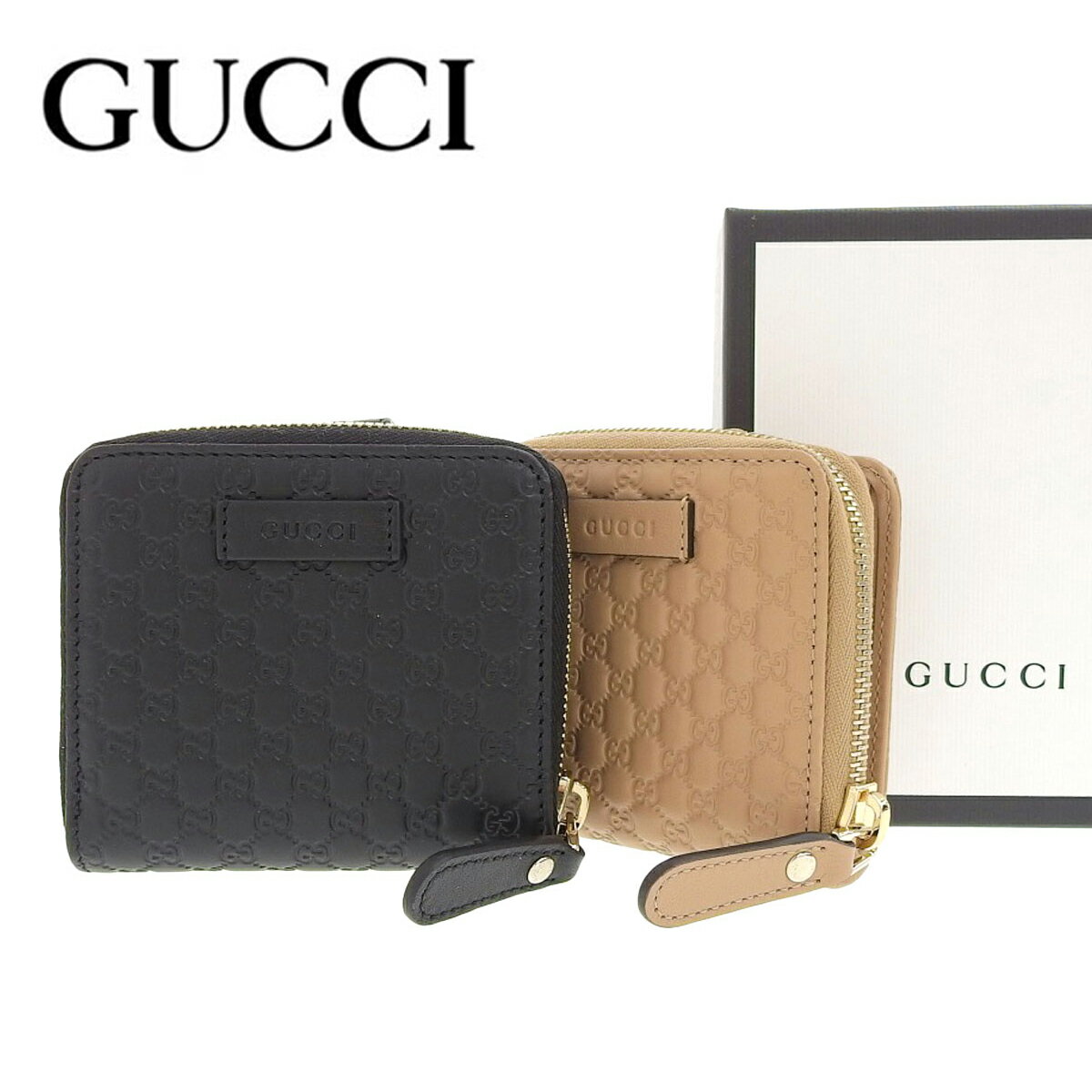 【GUCCI 】 グッチ マイクログッチシマ レザー 二つ折り 財布 449395 BMJ1G アウトレット