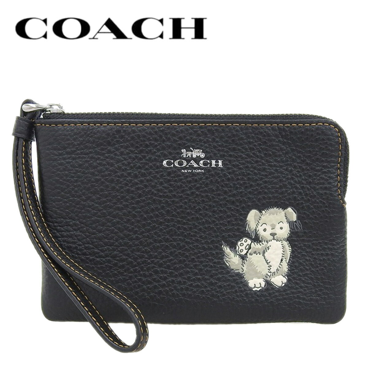 【COACH】 コーチ アニマル柄 ストラップ付 ポーチ コーナージップ リストレット ウィズ ハッピー ドッグスタイル アウトレット cc434