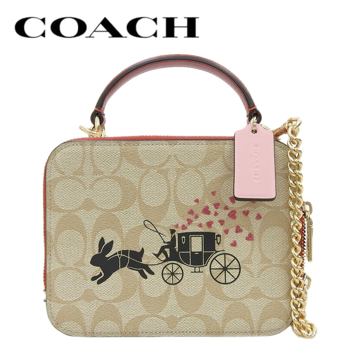 ショルダーバッグ 【COACH】 コーチ 干支コレクション うさぎ柄 クロスボディ ショルダーバッグ ルーナー ニューイヤー ボックス クロスボディ シグネチャー キャンバス ラビット アウトレット ce609