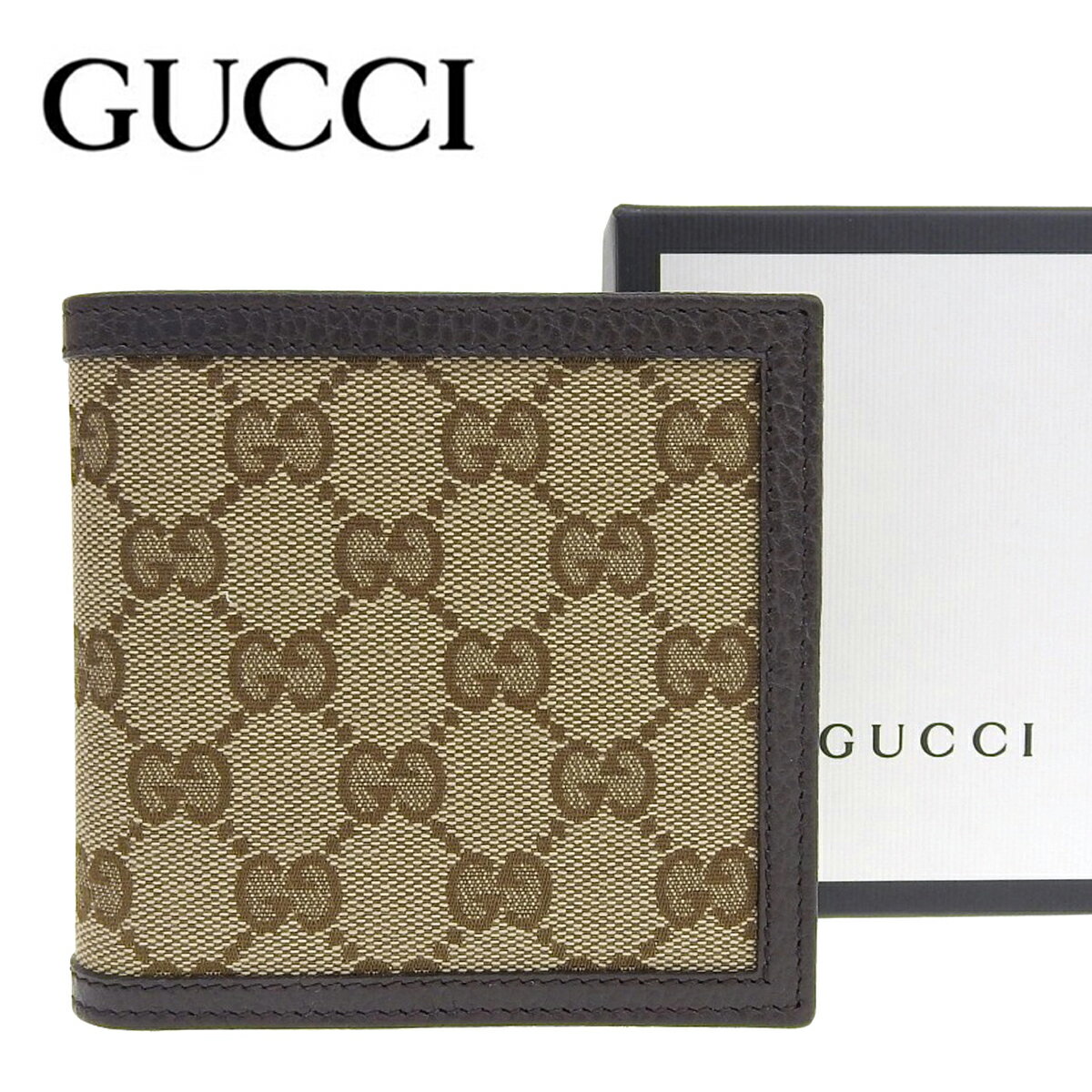 グッチ 二つ折り財布（メンズ） 【GUCCI】 グッチ GGキャンバス 二つ折り財布 メンズ コインケース付 150413 KY9LN アウトレット