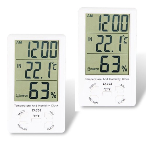 NUZAMAS大型LCDデジタル湿度温度計センサー＆クロック、温度計湿度計、家庭用/室内湿度および温度モニター、最小/最大記録