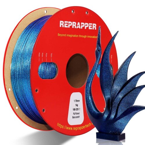 RepRapper Glitter PLA 3Dプリンターフィラメント グリッターPLA 寸法精度+/-0.03mm、1.75mm径 3Dプリンター用 正味量1KG (2.2LBS) スプール造形材料PLA材料 (青紫のカラーシフト)
