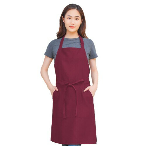 (cozycube) エプロンワインレッド 首掛け 長さ調整タイプ 赤 シンプル 女性用 男性用 メンズ レデイース カフェエプロン 無地 おしゃれ 大容量ポケット 汚れにくい シワ防止 男女兼用無地