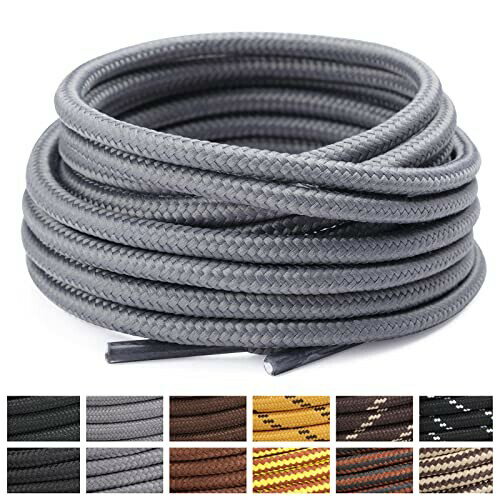 Stepace Round Shoelaces (2 Pairs) Anti-Slip Durable Shoelaces Climbing Shoes Sneakers Shoelaces Length 47.2 - 63.0 inches (120 - 160 cm), Low density: gray, 160cm