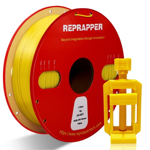 RepRapper 低反りABS 3Dプリンターフィラメント ABS Plus 1.75mm径 寸法精度 /-0.03mmフィラメント素材 正味重量1kg 3Dプリンター用強化ABS樹脂材料 黄色/イェロー