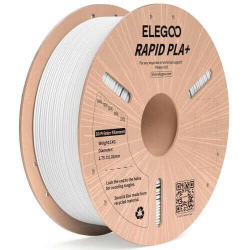 ELEGOO 高速 PLA プラス RAPID PLA+ フィラメント 1.75mm PLAフィラメント 1.75mm 3D プリンター用フィラメント 寸法精度±0.02mm 印刷速度30-600mm/s対応 ほとんどのFDMプリンターに対応 (1KG/スプール 2.2 lbs) 白色 【30-600mm/sの印刷速度】強化された流動性により、ELEGOO 高速 PLA+フィラメントは素早く溶けてスムーズに流れ、最大600mm/秒の高速印刷を可能にします。品質に妥協することなく、プロジェクトを素早く完成させることができます。 【強化された強度と靭性】ELEGOO RAPID PLA plusフィラメントは、高い曲げ弾性率と破断伸度を特徴とし、脆さやひび割れに強く、機能部品の印刷に優れた結果をもたらします。 【絡みにくく、きれいに巻ける】完全な機械巻き取りと厳格な手動検査により、すべての高速PLA プラス フィラメントがきれいに巻かれていることが保証され、絡み、切れ、ラインの破損の問題が効果的に軽減されます。 【最高の精度と一貫性】精密な製造工程により、直径1.75mm、精度±0.02mmのフィラメントを保証します。厳格な公差と完璧な寸法精度は、フィラメントのスムーズで一貫した供給を保証します。 【ほとんどの 3D プリンターに】Rapid PLA+ フィラメントは、通常のプリンターと高速プリンターの両方に適合し、Neptune 4、Neptune 4 pro、K1、K1 Max、Ender 5 シリーズ、Kobra 2、M5、M5C などのほとんどの高速プリンターに完璧に対応します。 説明 ELEGOO RAPID PLA+ フィラメント 1.75mm 商品コード47069023193商品名ELEGOO 高速 PLA プラス RAPID PLA+ フィラメント 1.75mm PLAフィラメント 1.75mm 3D プリンター用フィラメント 寸法精度&plusmn;0.02mm 印刷速度30-600mm/s対応 ほとんどのFDMプリンターに対応 (1KG/スプール 2.2 lbs) 白色型番JP-EL-RPP-02カラーホワイト※他モールでも併売しているため、タイミングによって在庫切れの可能性がございます。その際は、別途ご連絡させていただきます。※他モールでも併売しているため、タイミングによって在庫切れの可能性がございます。その際は、別途ご連絡させていただきます。