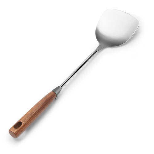 Boryenty 中華スパチュラ 中華ヘラ ステンレス 鍋 調理器具 台所用品 天然木製取っ手 長33.5cm 握りやすい お手入れ簡単 キッチン用品 業務用 家庭用ツール 中華鍋ターナー
