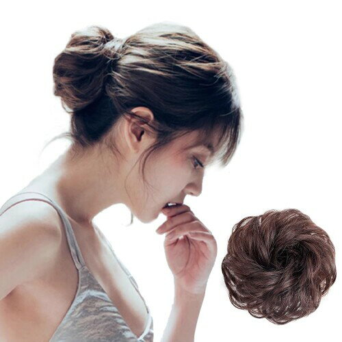 QIAOXI お団子 ウィッグ 髪飾り つけ毛 ゴム式 ボリュームアップ シュシュ レディース 髪飾り 部分 ウィッグ 人気 結婚式 七五三 成人式 卒業式 着物 浴衣 普段使い 和装 装着 簡単 自然感