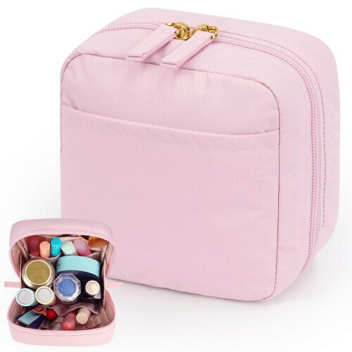 besharppin 化粧ポーチ, メイクポーチ 化粧品収納 小物入れ 大容量 軽量 立てて収納可能 出張・旅行用 (淡いピンク)