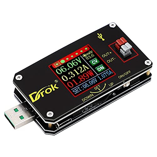 DROK USB降圧昇圧電圧コンバーター DC 3.5-15V から DC 0.6-30V 2A 15W 昇圧モジュール 5V 9V 12V 24V デジタルディスプレイ付き CC電源ボード QC 2.0 QC 3.0 FCP SCP AFCをサポート