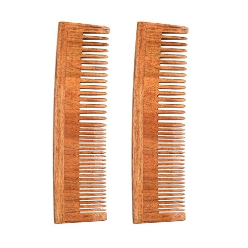 GroupB 手作り木製くし - 頭皮と髪用グレート - ファイン歯付 - （2枚組）