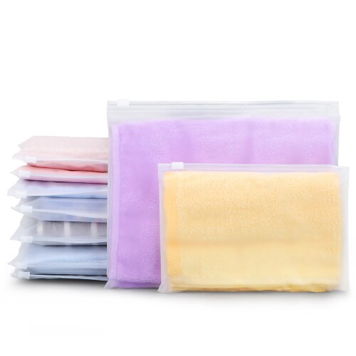 Svaldo スライダー付衣服収納袋 穴なしタイプ 横型タイプ 50枚セット 30.5*25.5cm チャックバッグ 半透明 防水ポーチ 靴袋 洗濯袋 旅行 透明 ビニールバッグ 洗濯物入れ 着替え袋 濡れた服 水