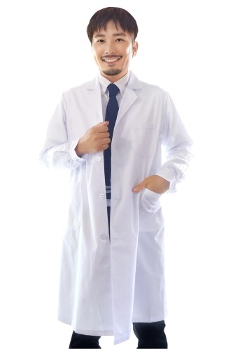 (Re’sela) 現役医師監修 白衣 メンズ 長袖 はくい 男性用 ドクターコート 診療衣 実験 研究用白衣 (2XL)