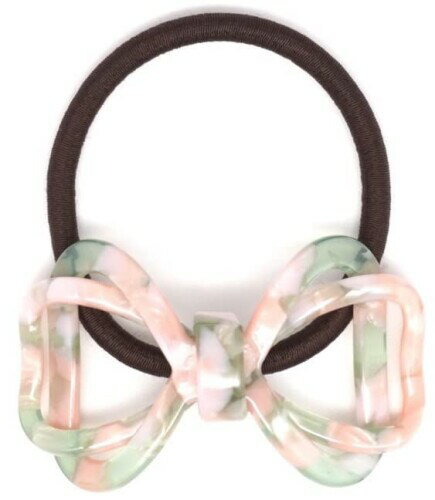 アセチ ヘアゴム リボン かわいい おしゃれ (ピンクグリーン)