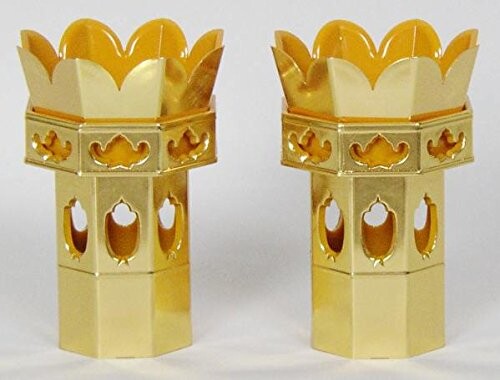 ハセガワ仏壇 八角供花 金色箔 (2.5号) 1対入 (真宗大谷派(東)用) 日本製