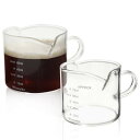 エスプレッソショットグラス 計量カップ ハンドル付き お酒 コーヒー ミルク 水グラス ワイングラス 厚み強化 耐熱グラス (75ml, 2個)