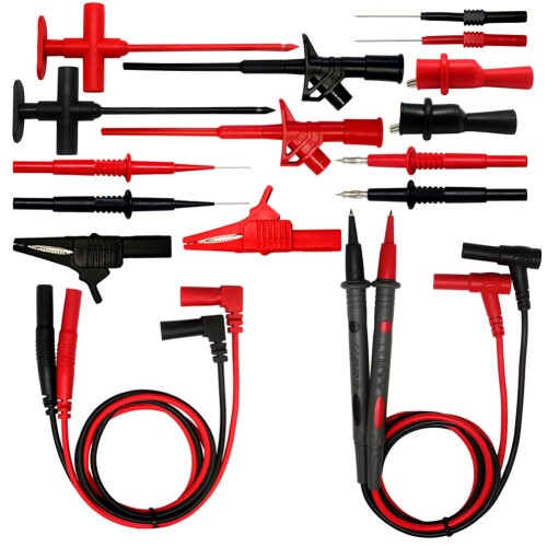 AideTek Automotive 9-in-1 silicone test leads kit Insulation Piercing test clip crocodile clips up to 32A for Multimeter TLP20169