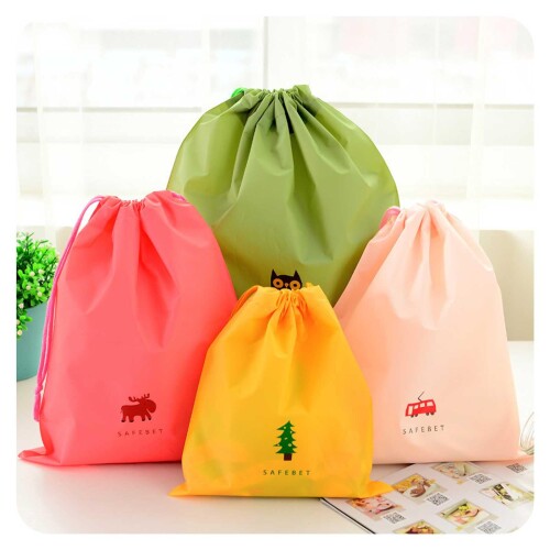 収納ポーチ 巾着袋 8枚セット 3サイズ S/M/L 防水防塵 トラベルポーチ 軽量 再利用可能 折りたたみ 温泉バッグ 小物入れ 衣類 靴用 下着収納 出張 旅行 便利グッズ 男女兼用