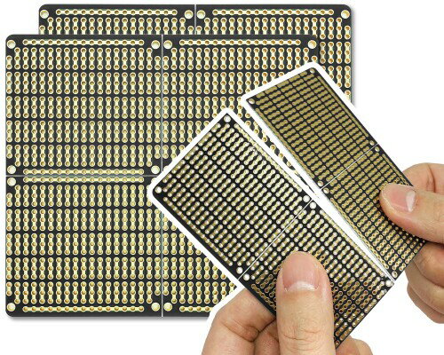 プリント基盤 PCB プロトタイプボード スナッパブル パワーレール付きストリップボード ArduinoおよびDIY電子工作用 金メッキ 9.7 x 8.9cm (2枚セット マットブラック)