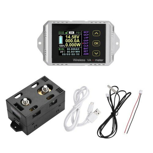 AkozonマルチメータDC AC電圧計ワイヤレスカラーLCDスクリーンDC電圧電流計パワーメータワットテスター電気デジタル電圧テスター(VAT-1100)
