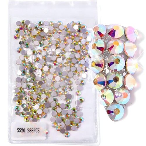 COLORBIRD ラインストーン ガラス製 ネイルパーツ (オーロラ 4.7mm 288個)
