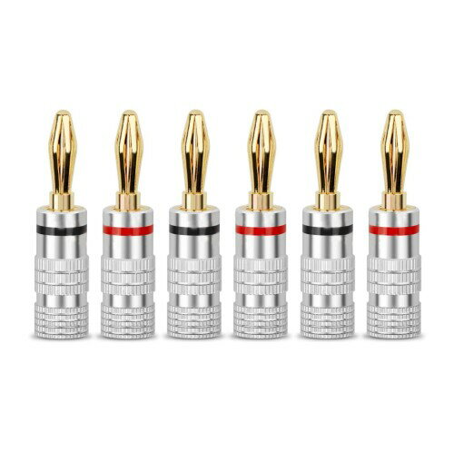 バナナプラグ 24K 金メッキ スピーカーケーブルコネクター スピーカー端子 変換 ネジ修理キット 12AWG〜18AWG対応 オーディオ用 アンプ用 (6)