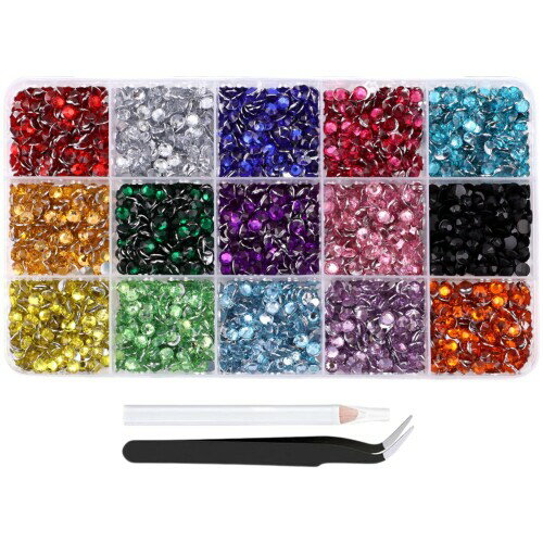 ラインストーン ネイルパーツ デコ B.ソリッドカラー 5mm 15色 約3800個 1色約253個入り カラフル 樹脂..