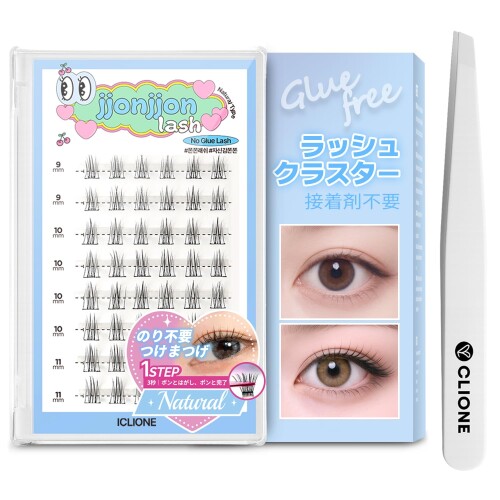 jjonjjon lash つけまつげ のり不要ノーグルーつけま 部分用 (NATURAL+ピンセット)